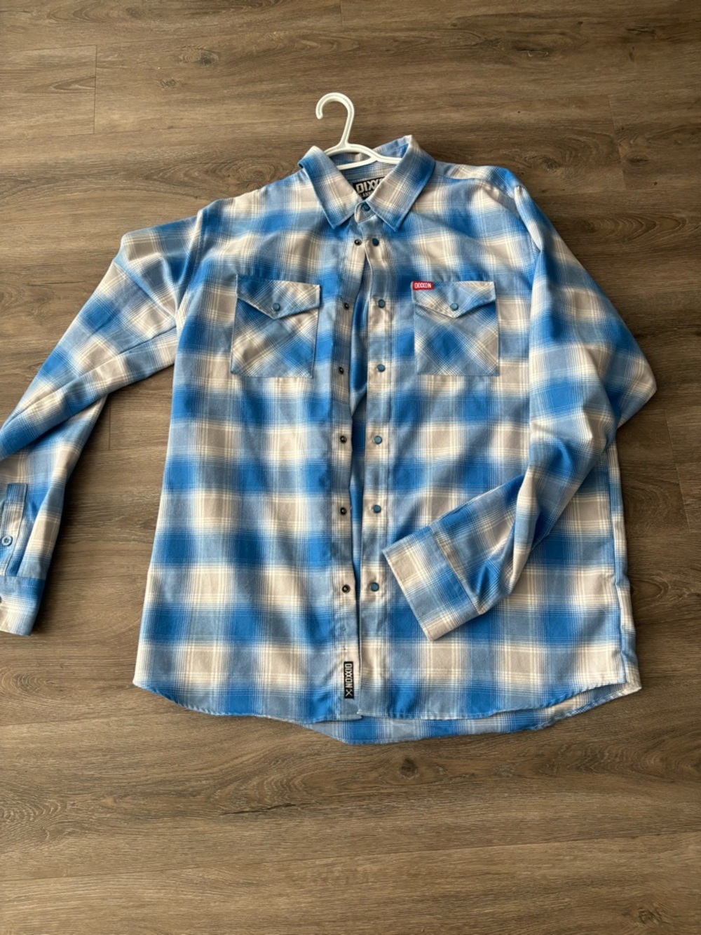DIXXON Blue and Gray Plaid Casual Button-Down Shirt